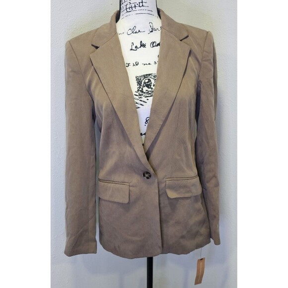 New Reformation Women's Classic Slim Blazer Mushroom S Business Single Button - Picture 5 of 16